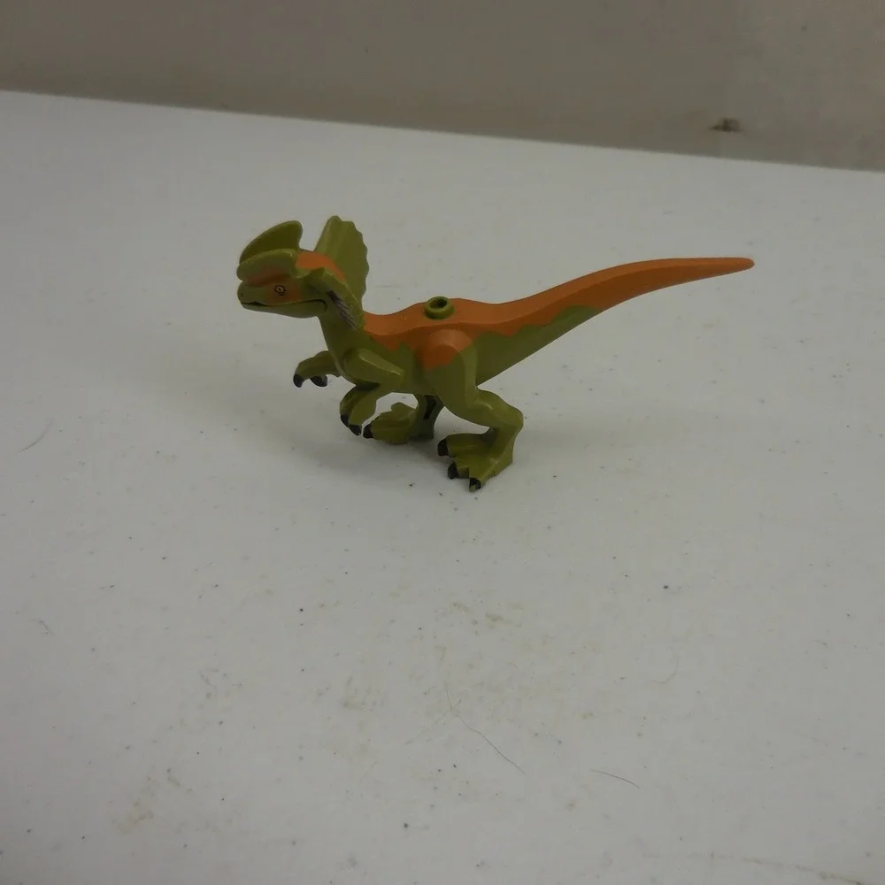 LEGO Jurassic World‎ Dilophosaurus Dinosaur Figure Green Orange Small 3.5 Inch